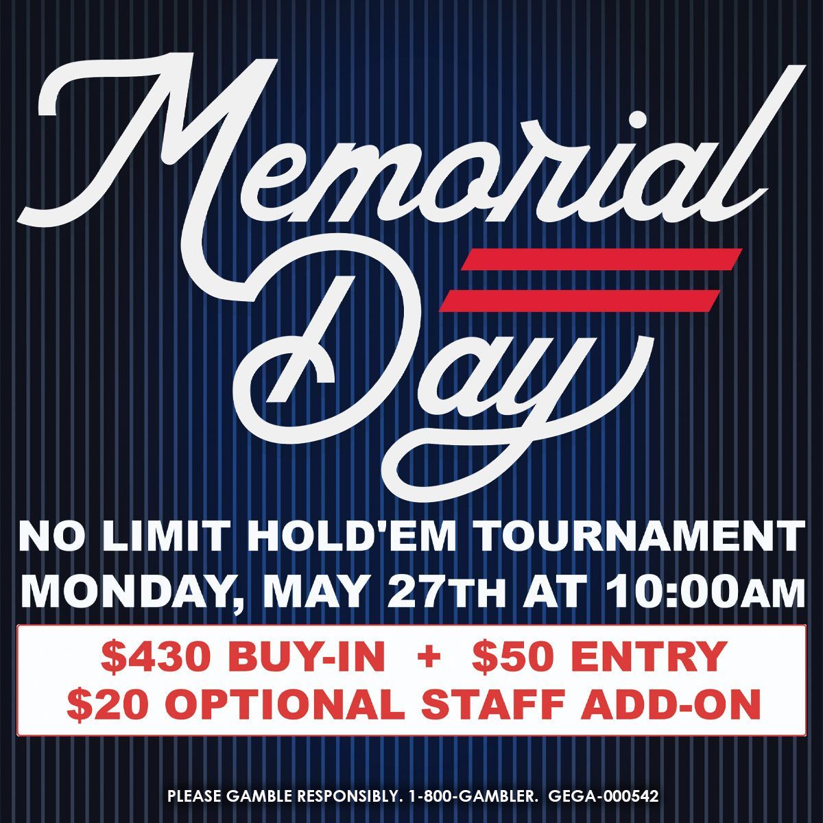 Memorial Day Tournament! Monday may 27