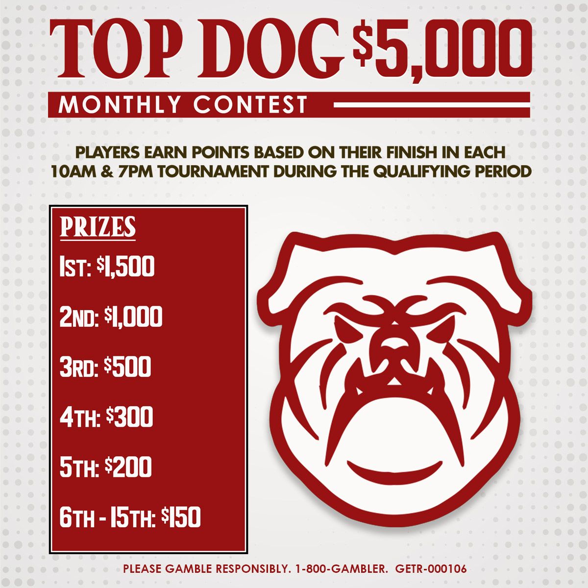 top dog promo for poker tournaments