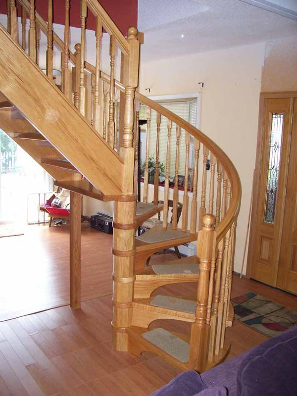 Oak w/ half Spiral - Wood Stairs in Ludlow, MA