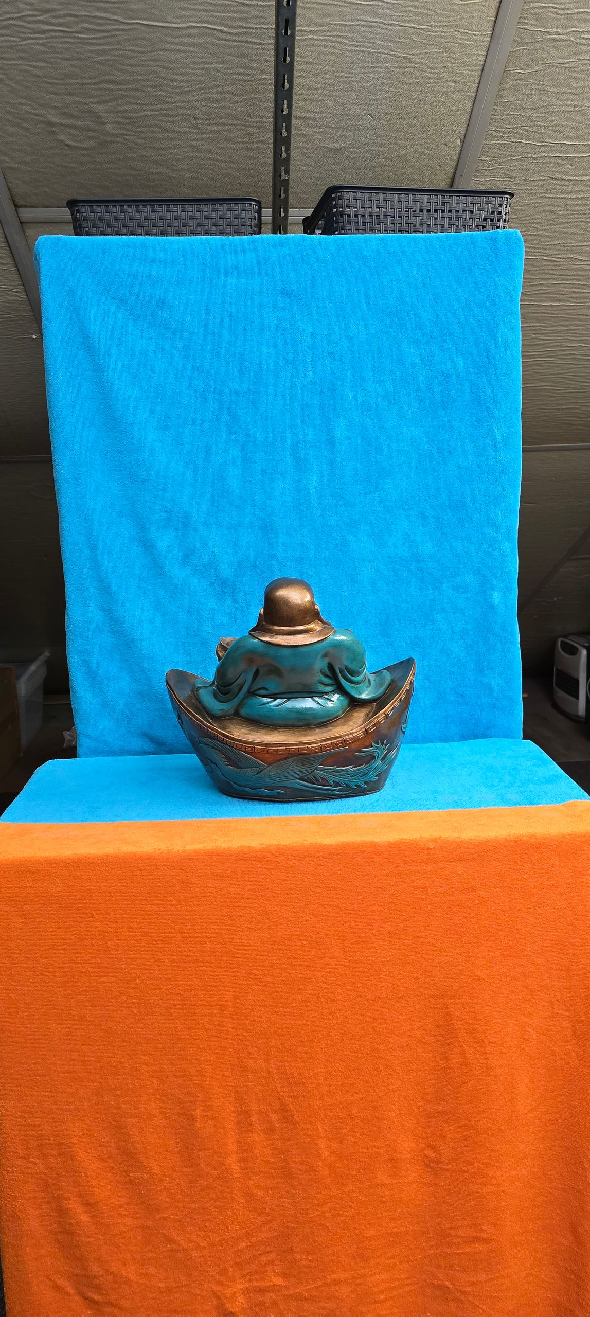 Houten lachende Boeddha (Hotei)