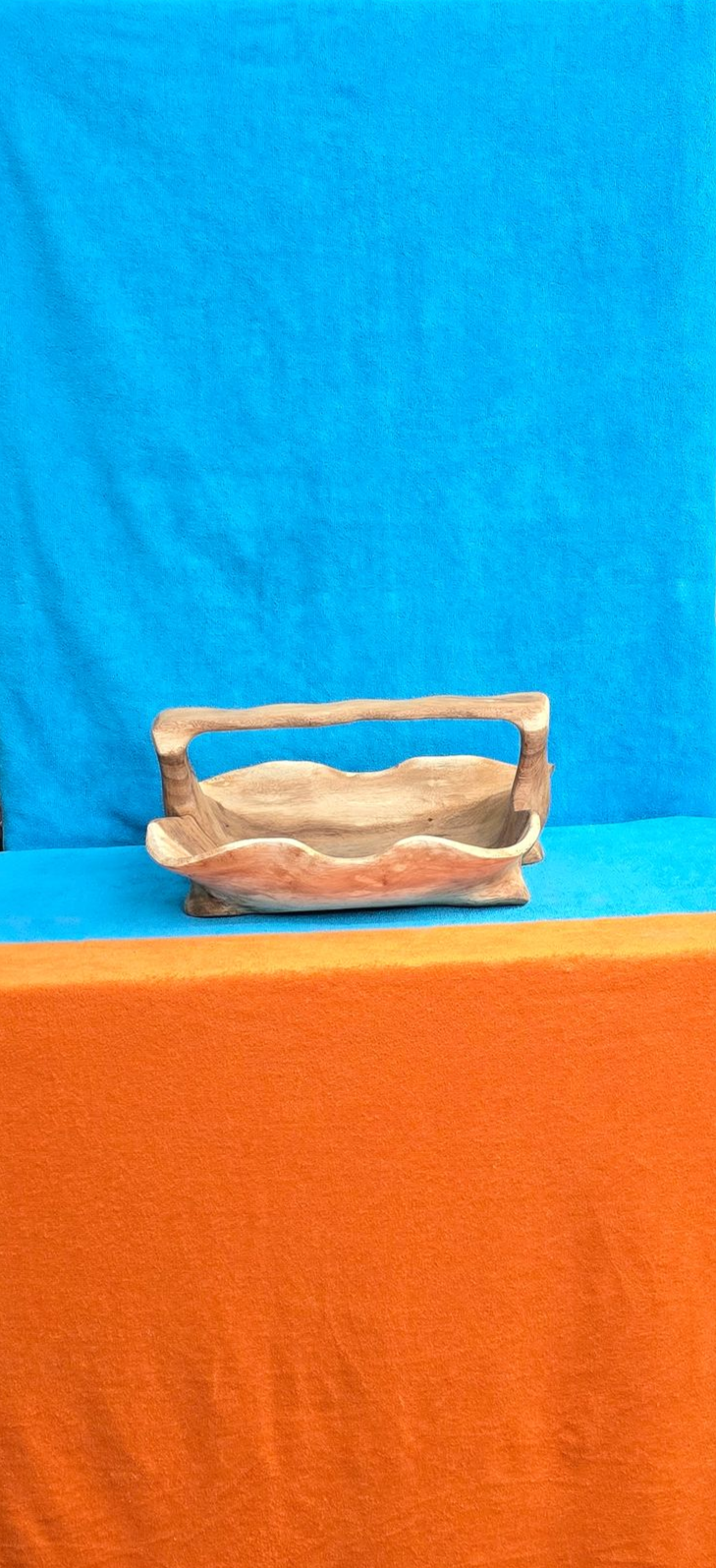 Houten decoratieve mand\fruitschaal