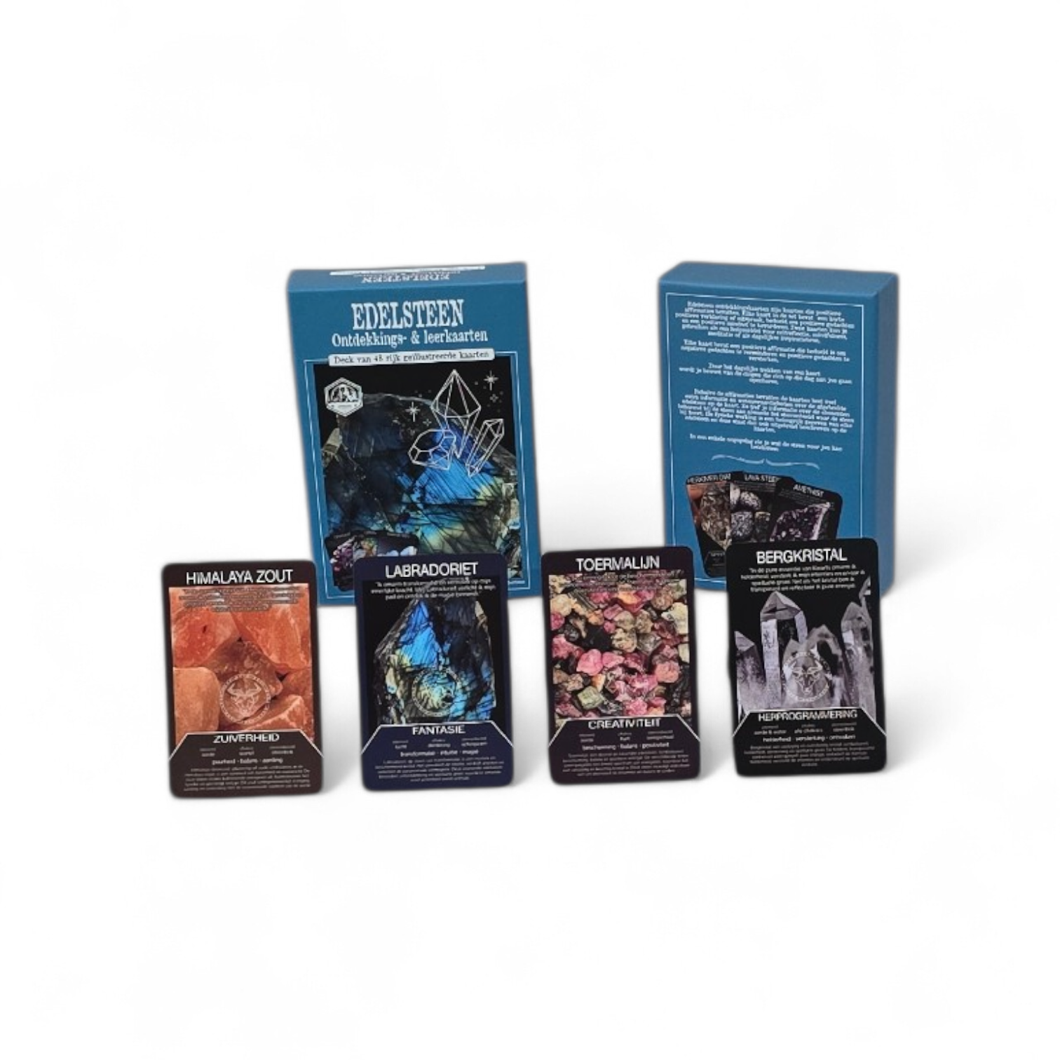 Chakra- en edelstenen (leer/instructiekaarten met affirmaties)