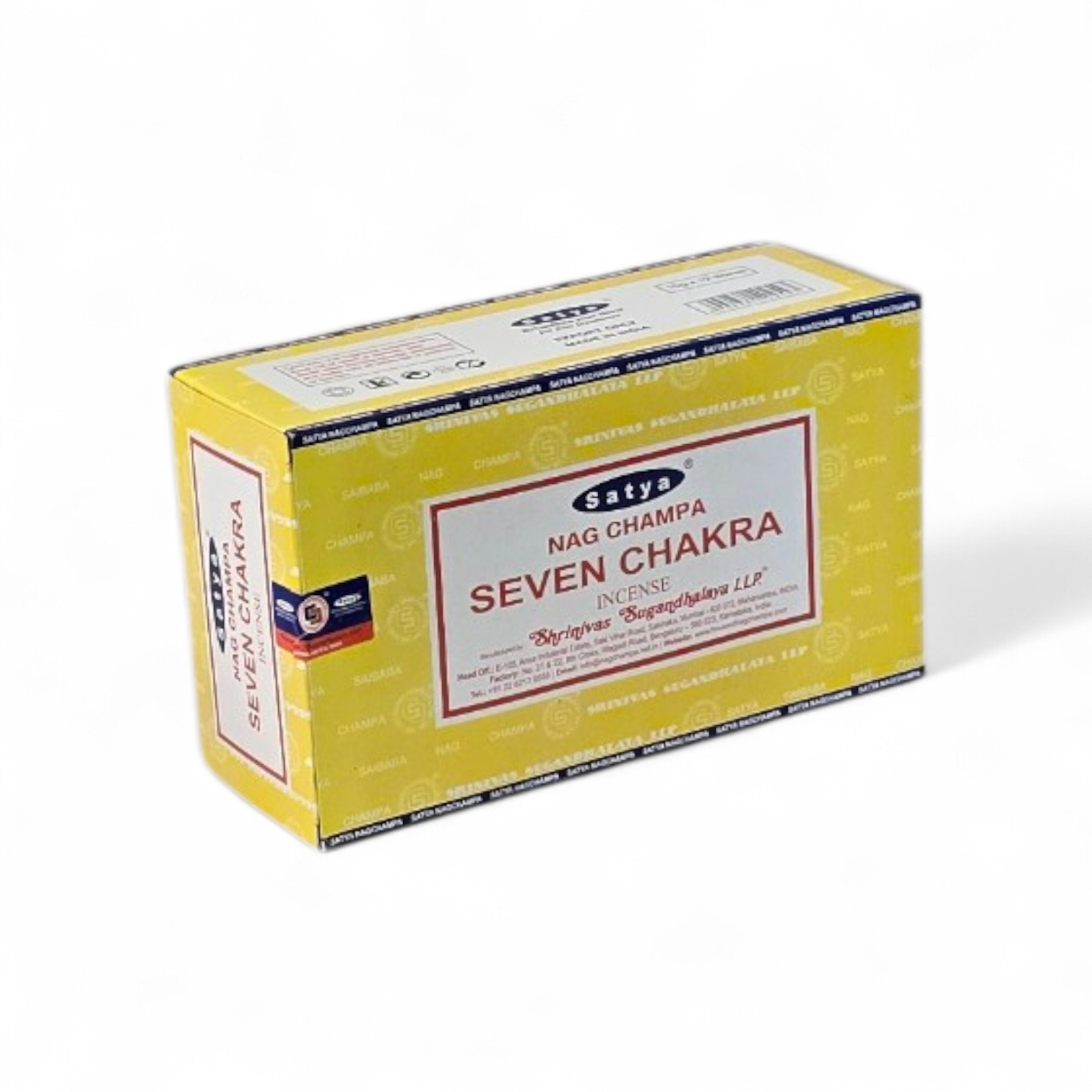 Satya Seven Chakra uit de Value for Money serie van Nag Champa doos à 12 x 15 gram.