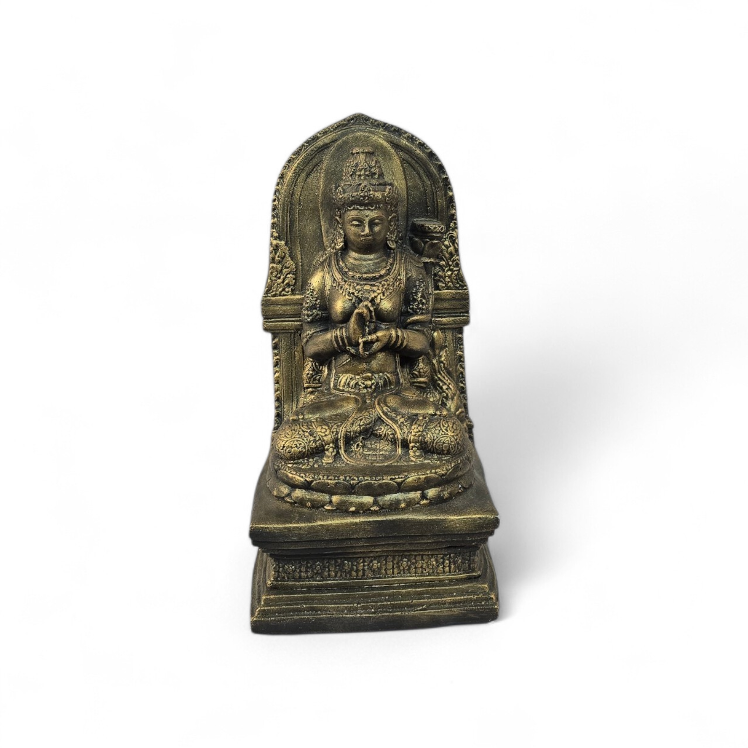 Stenen goudkleurige boeddistische godin