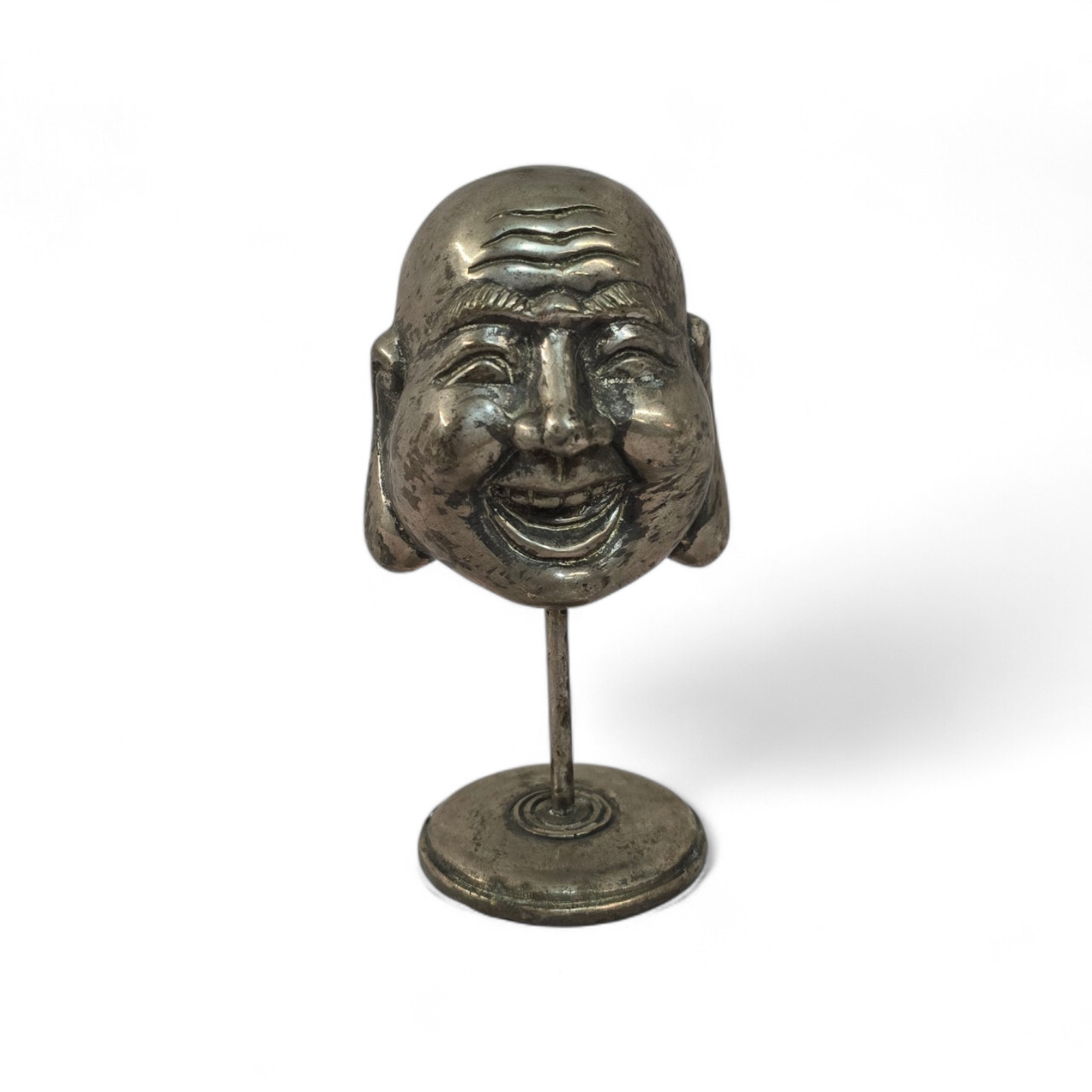 Bronzen Boeddha hoofdjes op standaard