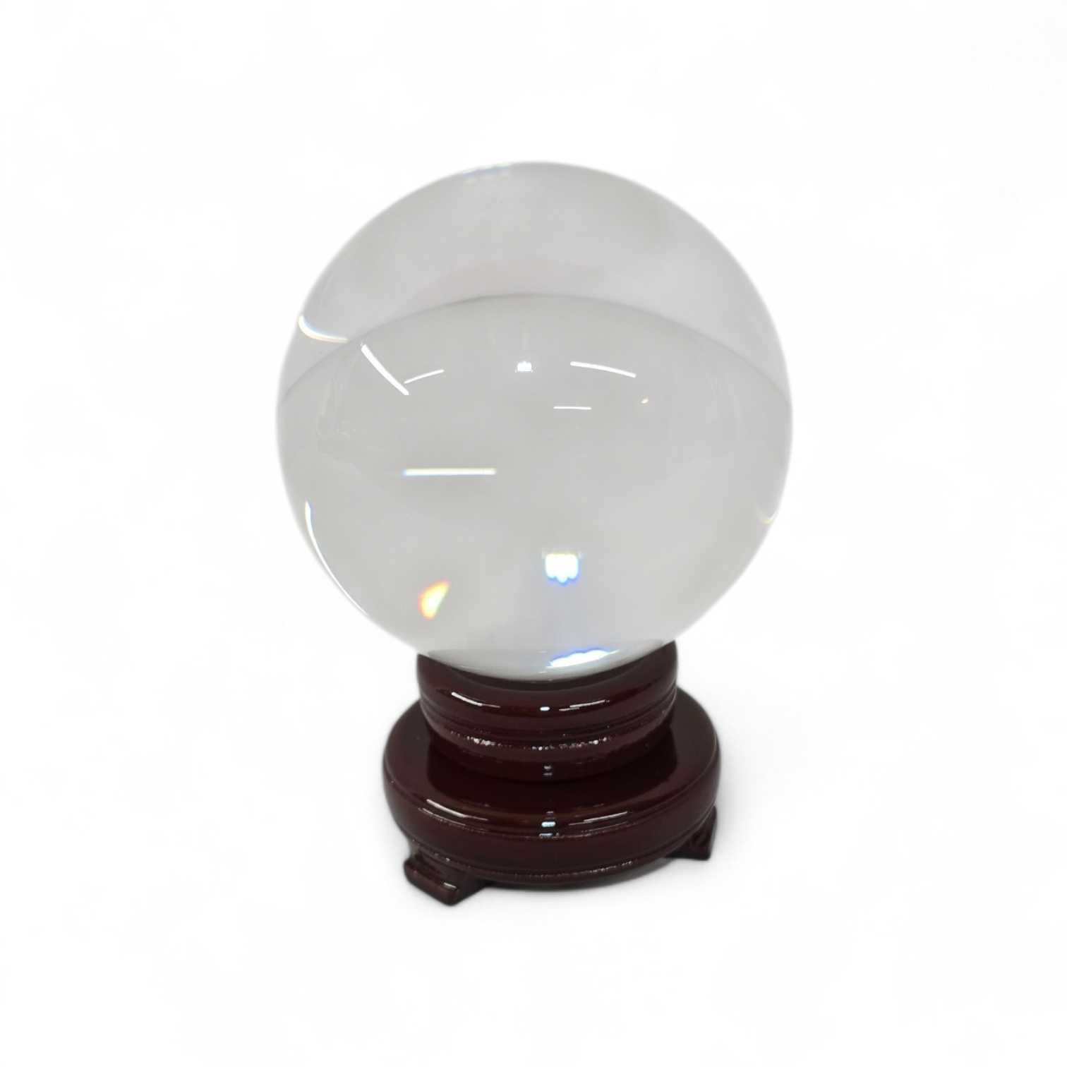 Kwarts bol voor waarzeggers 100-110 mm met gratis houten voet.