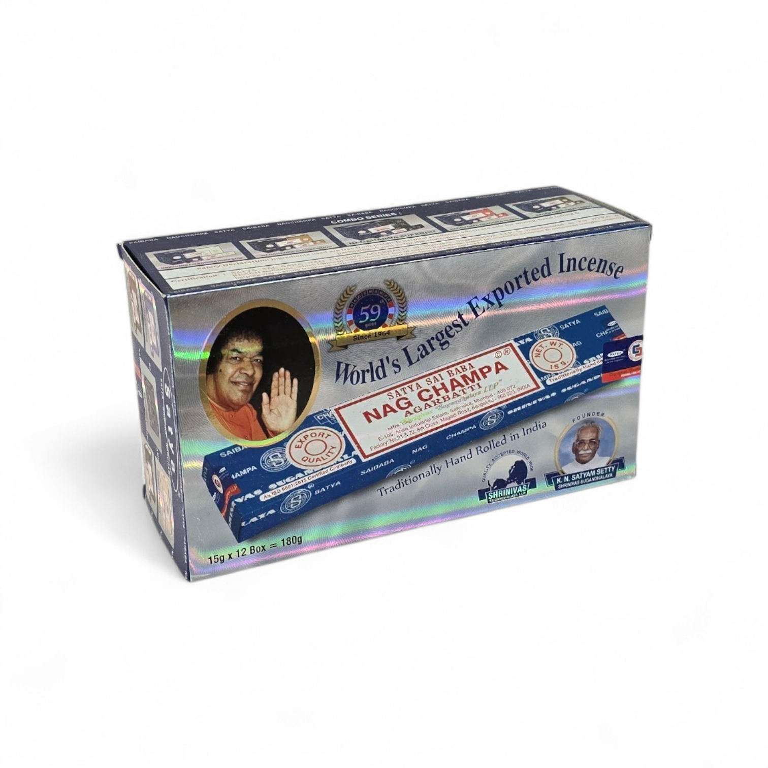Wierook Nag Champa van Satya Sai Baba doos 12 pakjes à 15 gram