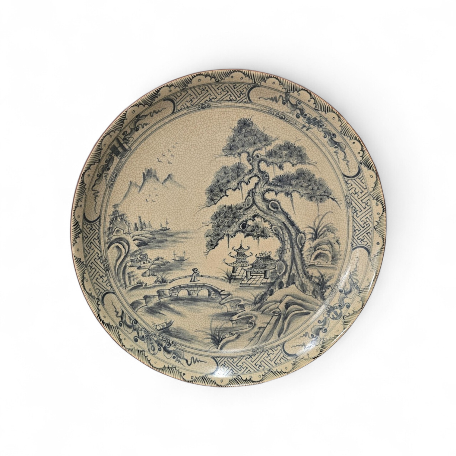 Schaal met traditionele Japanse scénes