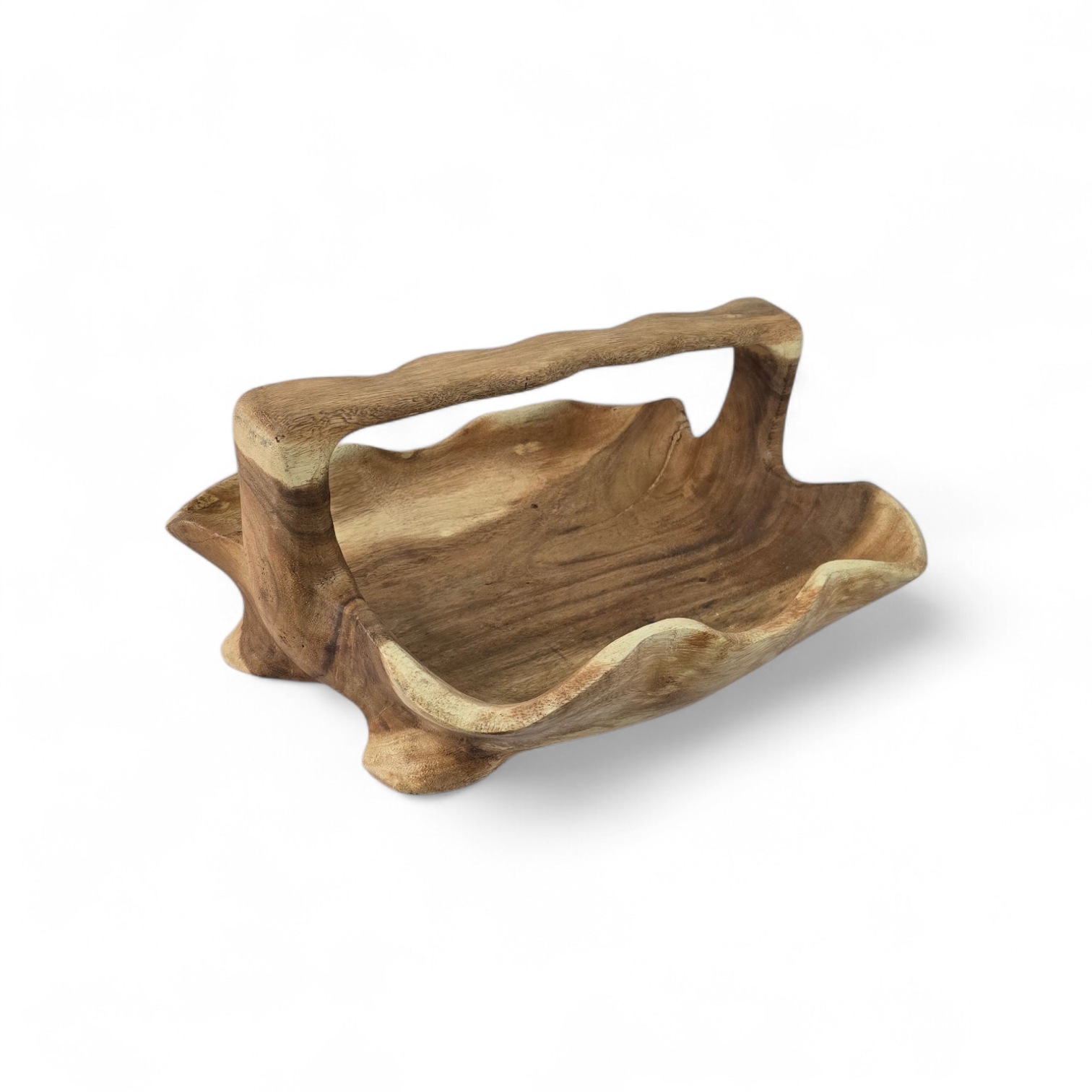 Houten decoratieve mand\fruitschaal