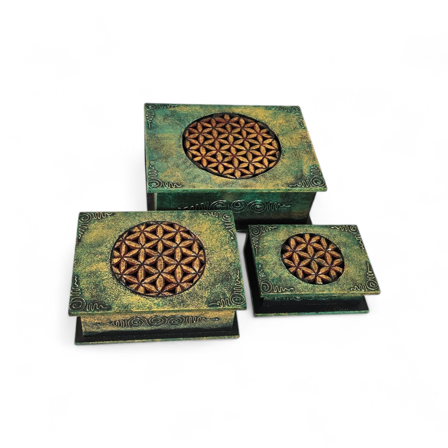 Houten opberg kist per 3 stuks