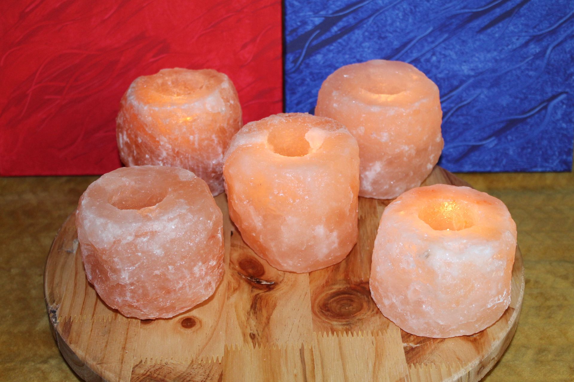 Oranje zoutlamp waxinelichthouder