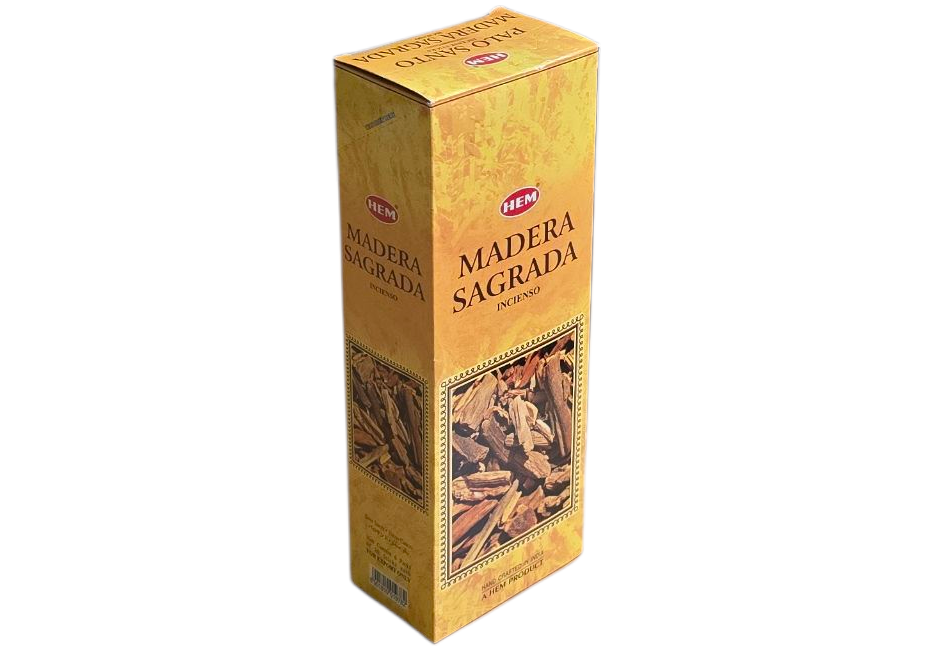 Doos met Satya Nag Champa wierookstokjes, gele verpakking, bruine tekst en opdruk.