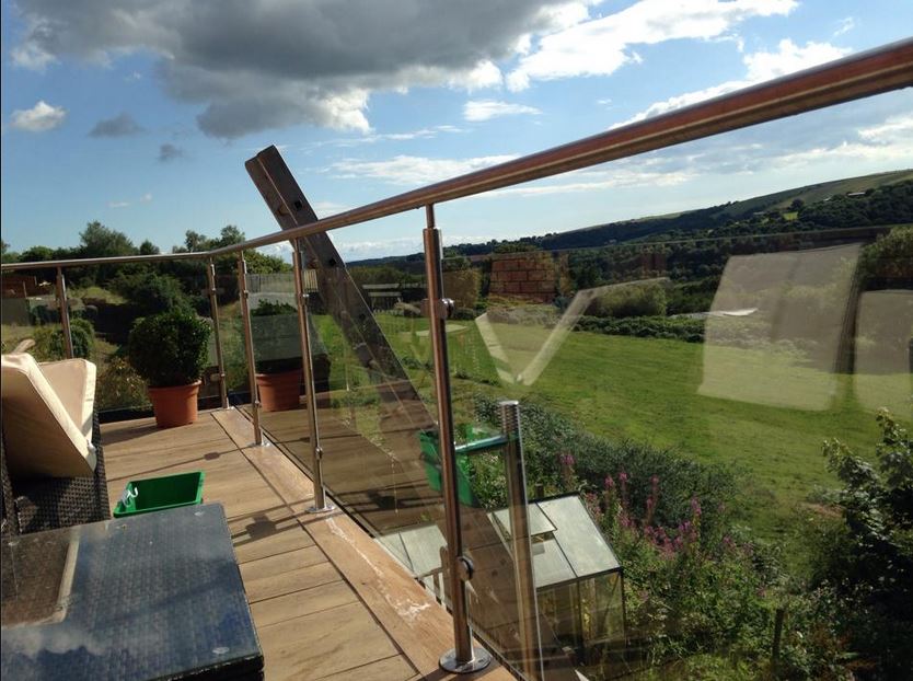 A white house with black window frames