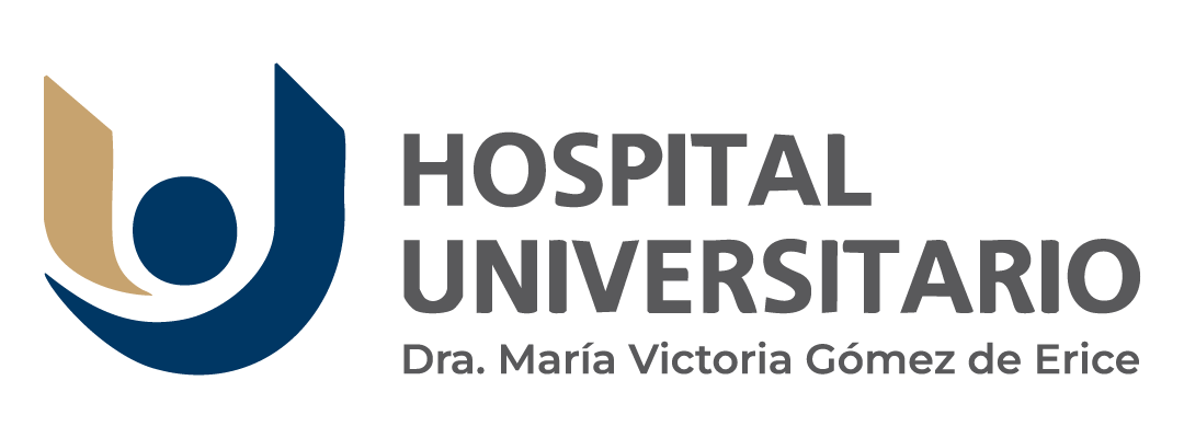 Logo for Hospital Universitario Dra. María Victoria Gómez de Erice. It features a stylized 