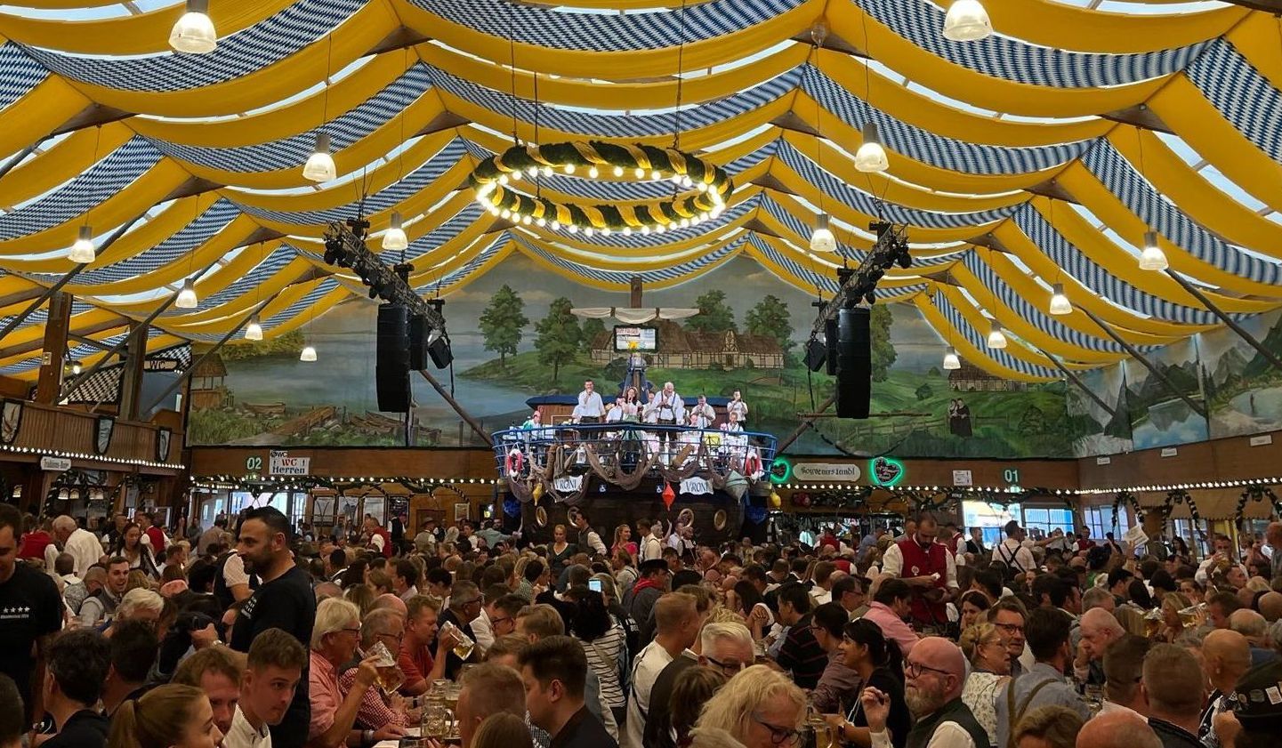 Oktoberfest music band inside the Oktoberfest tents