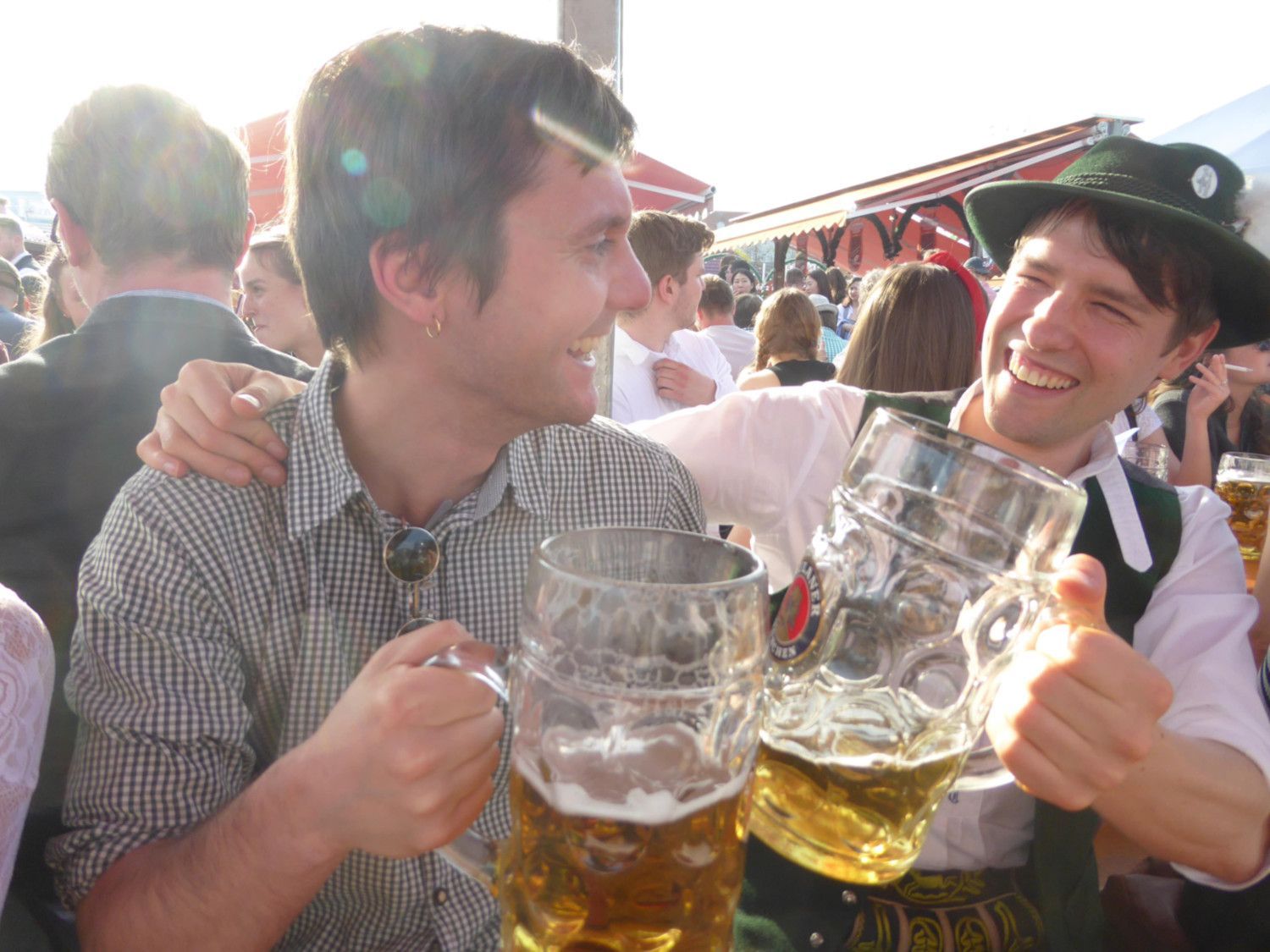 Prost at Oktoberfest with traditional outfit