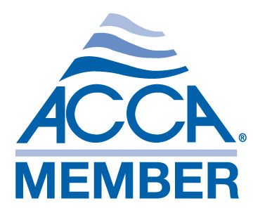 The acca member logo is blue and white with a wave in the middle.