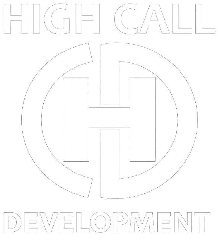 White logo reading “HIGH CALL DEVELOPMENT” with a stylized HC monogram in the center
