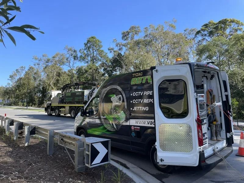 White Van With Open Back, Logo for Mta Cctv — Tyzac Group in Beerwah, QLD