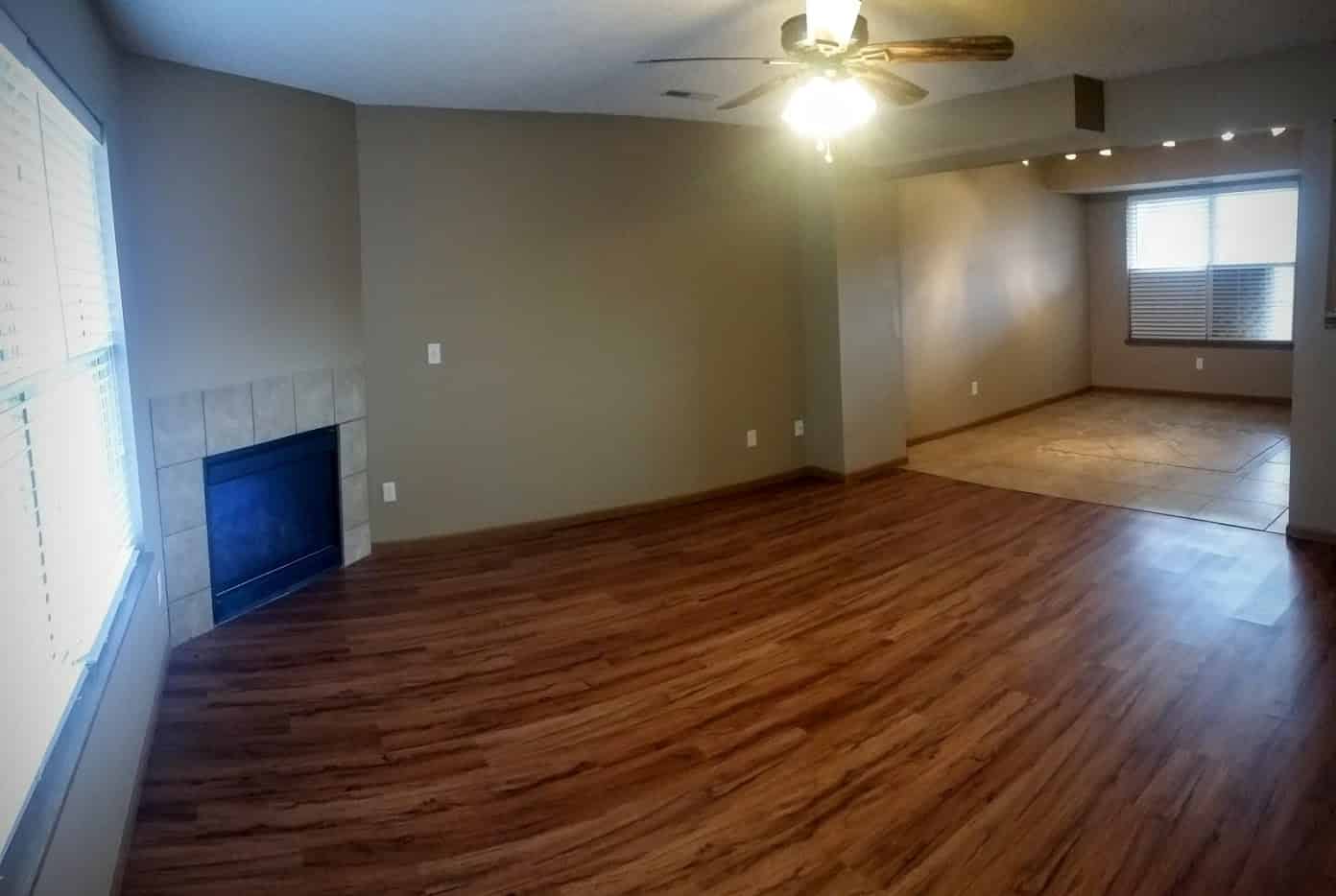 Courtside living room and dining room