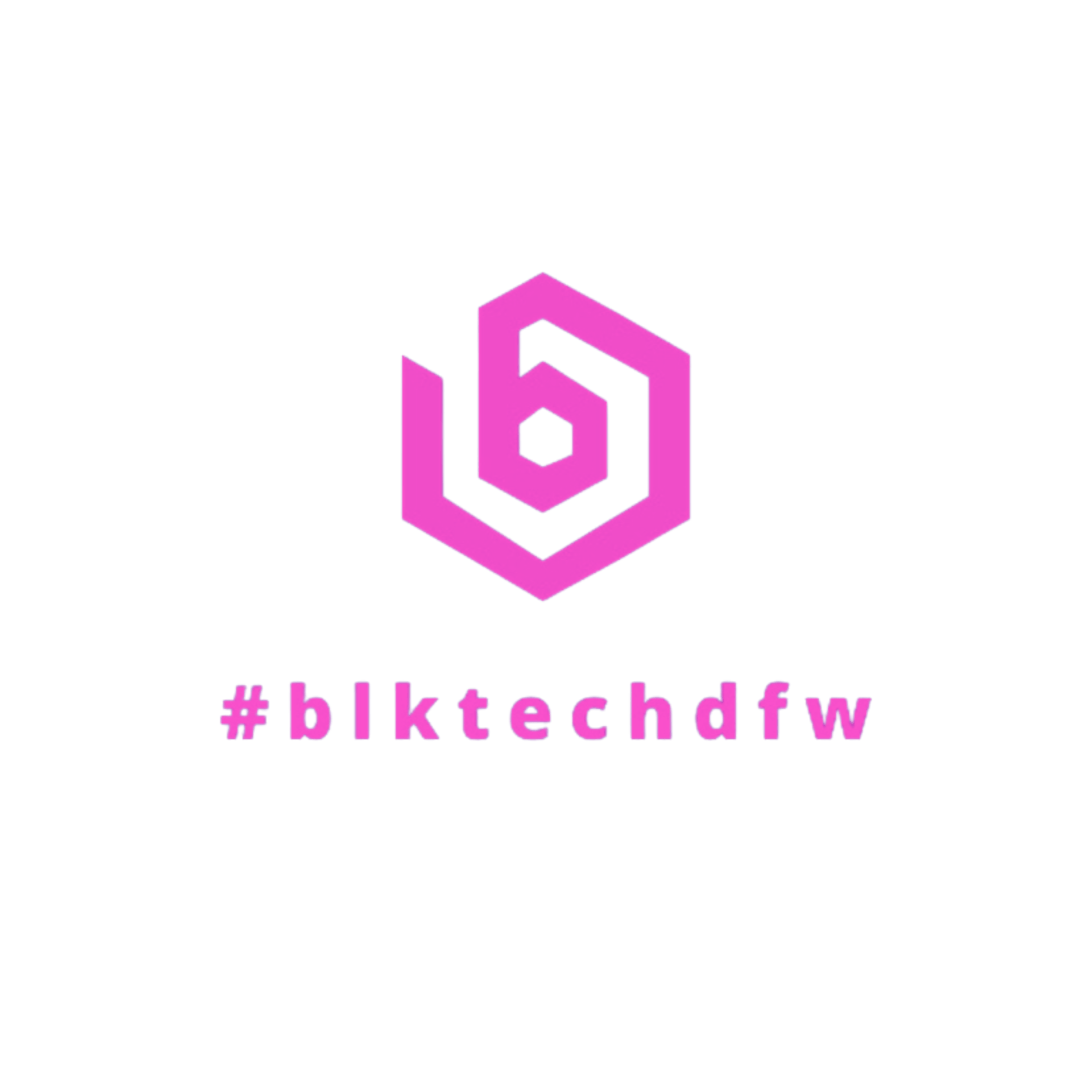 A pink hexagon with the letter b inside of it on a white background.