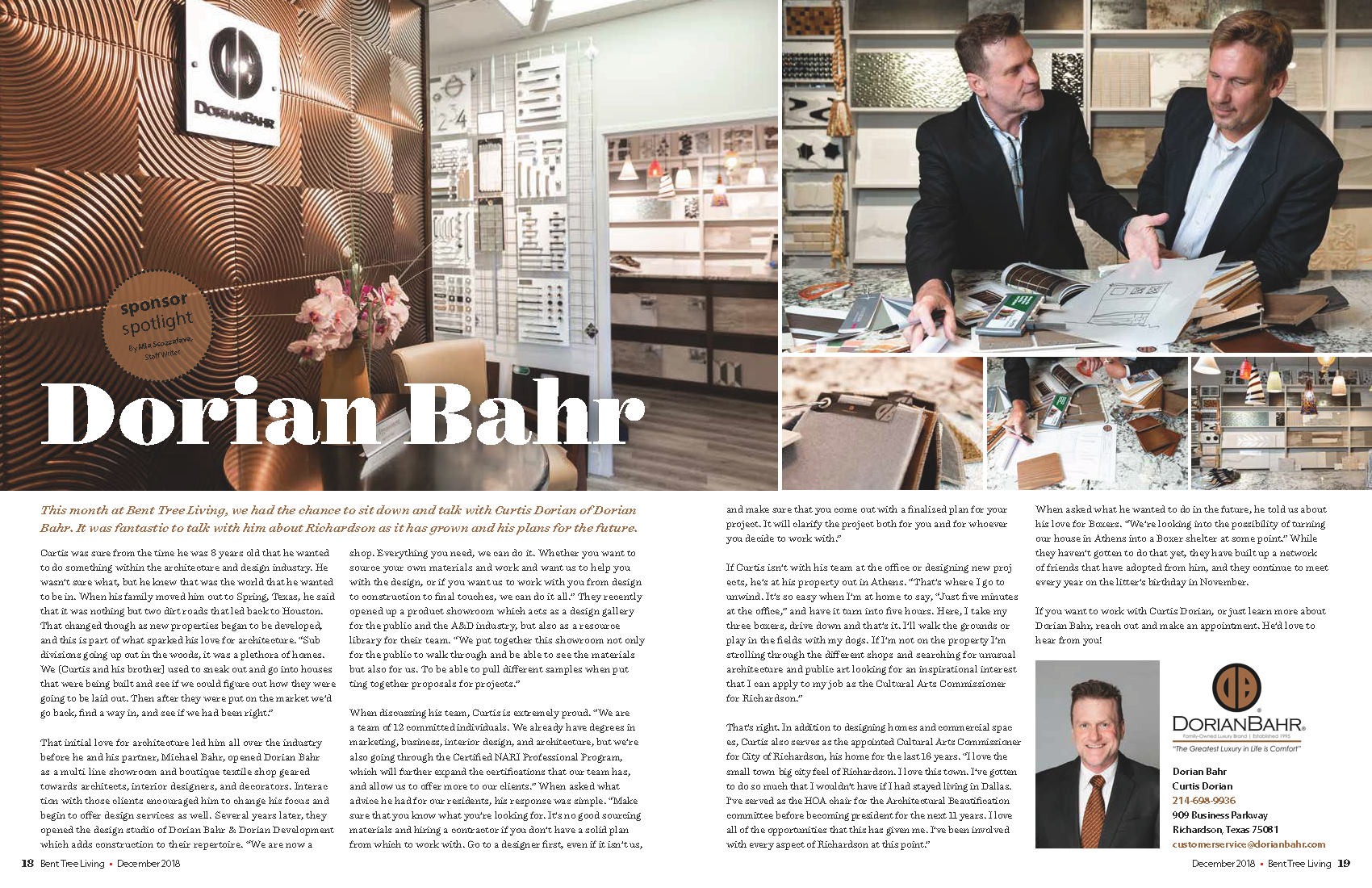 A magazine article about a man named dorian bahr