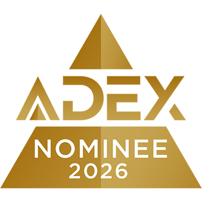 Gold ADEX Nominee 2026 logo: a pyramid with