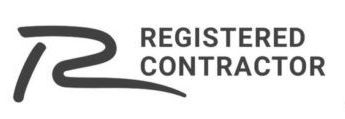 A black and white logo for a registered contractor with Richardson