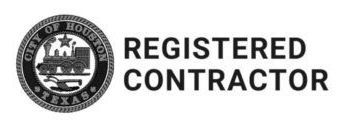A logo for a registered contractor in Houston texas