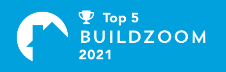 A blue sign that says top 5 buildzoom 2021