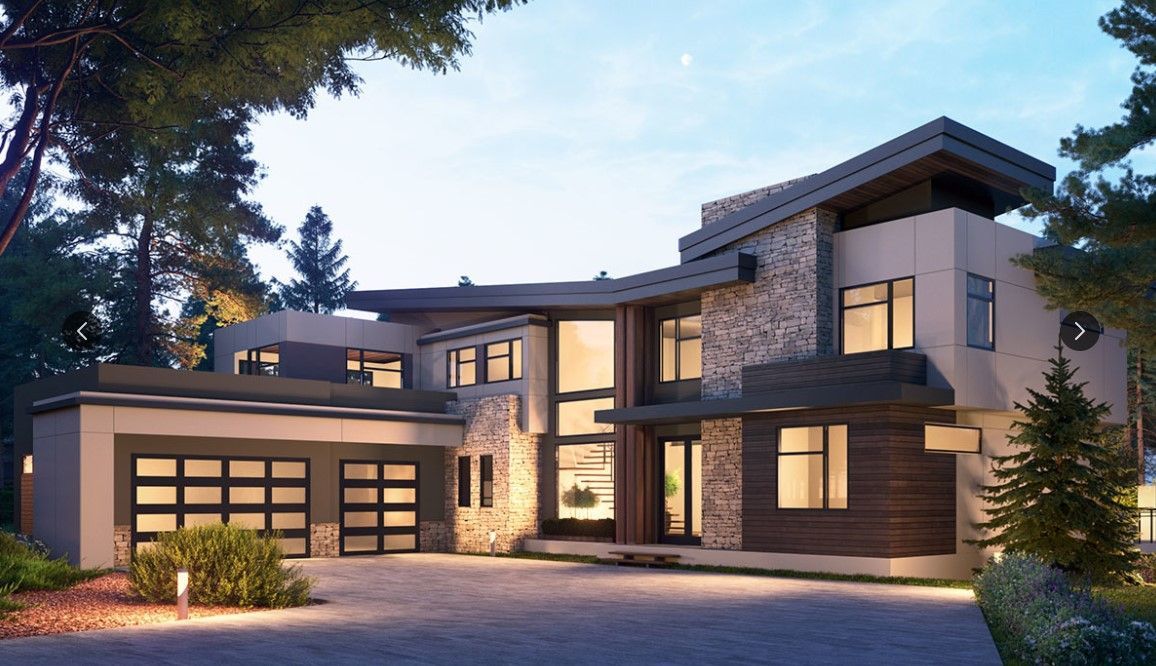 An artist 's impression of a large house with a lot of windows