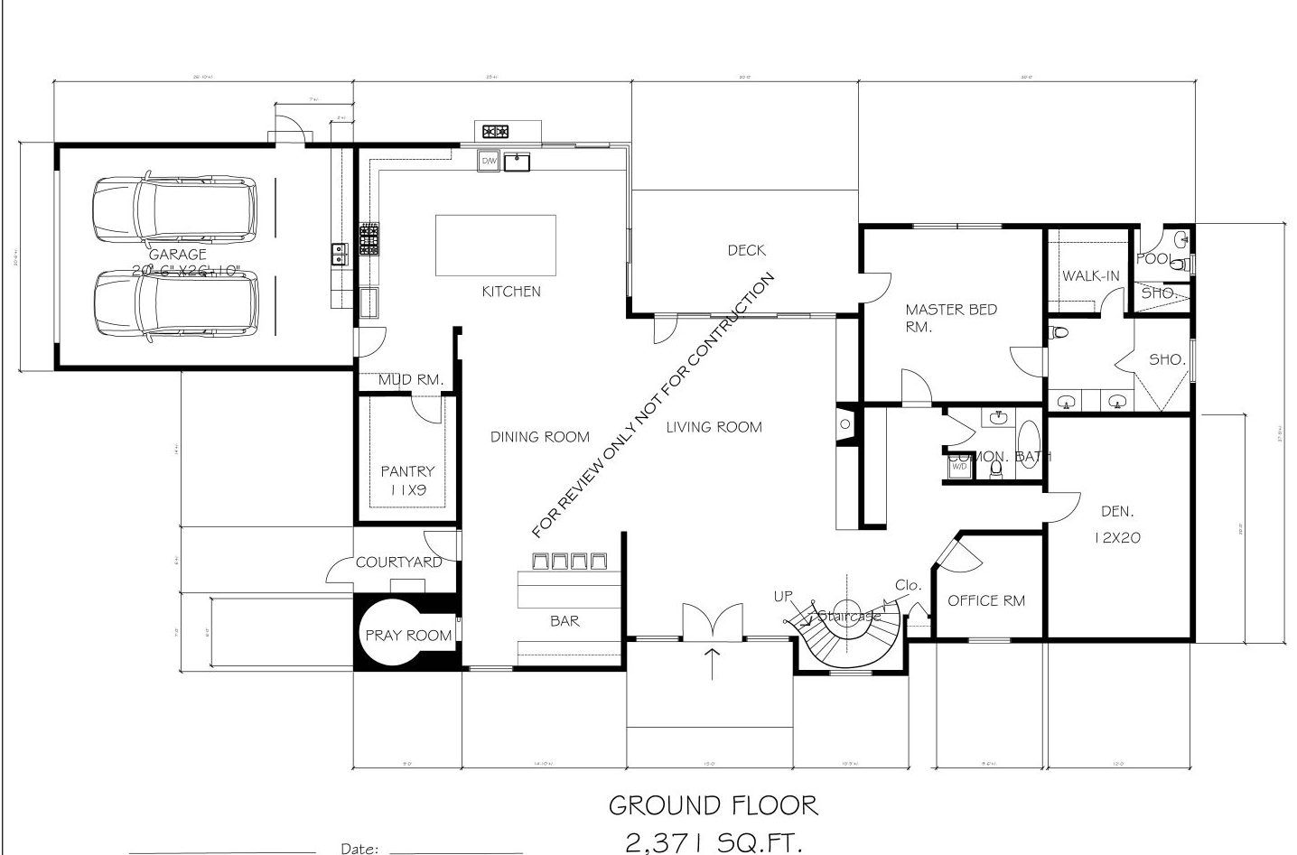 A black and white floor plan of a house.