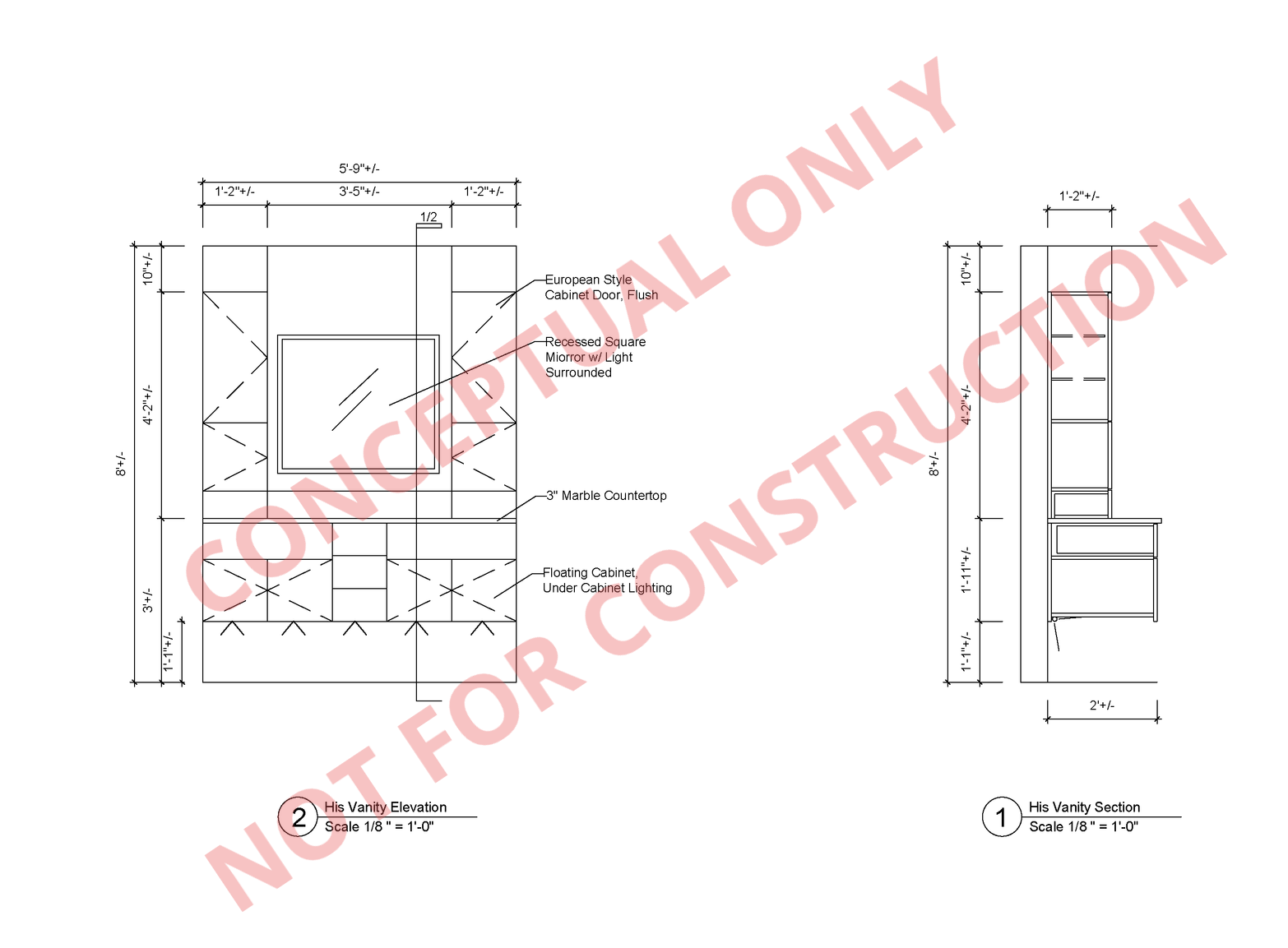 A drawing of a building that is not for construction