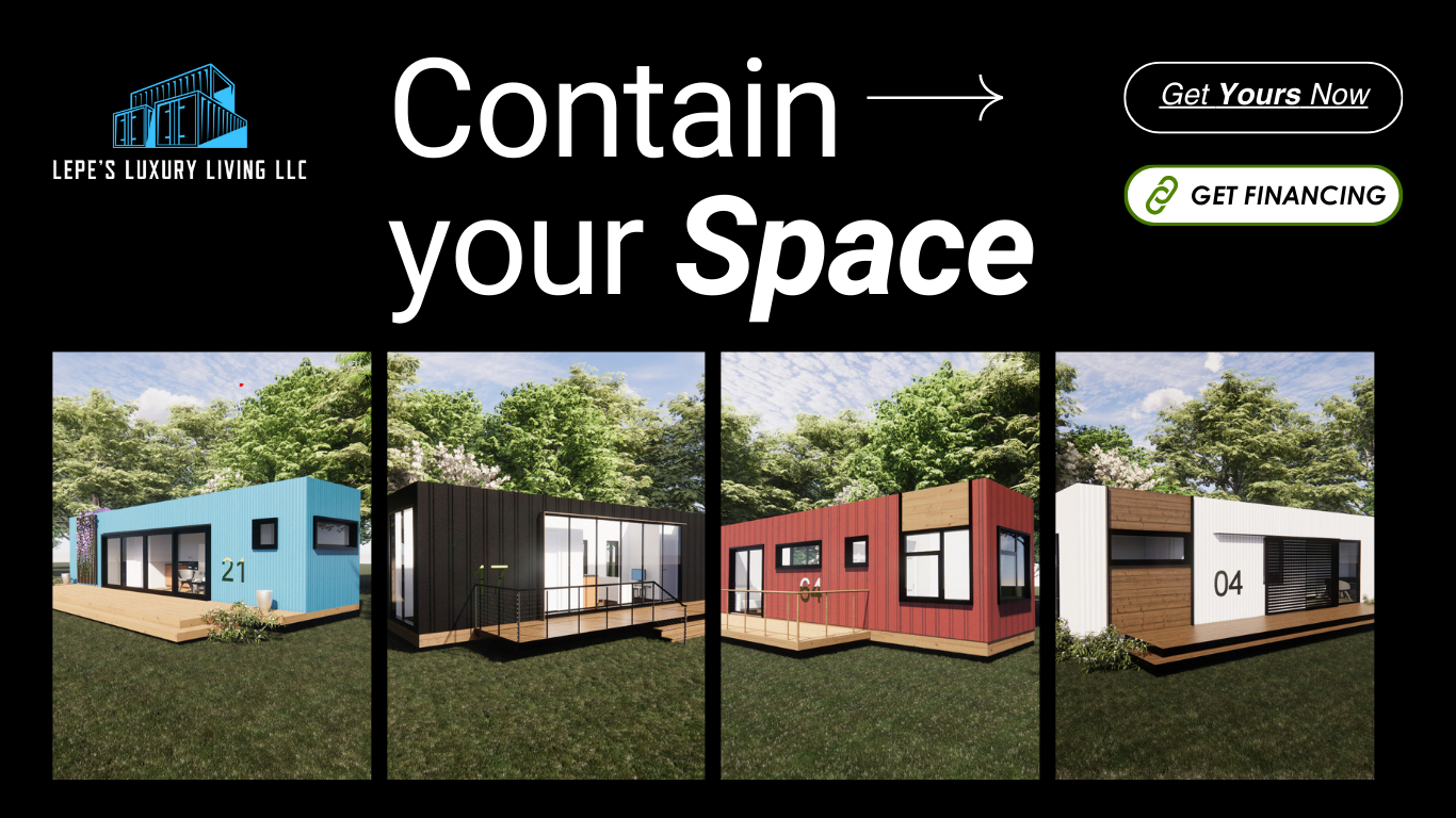 Screenshot of Lepes Luxury Living website homepage featuring luxury container homes. 