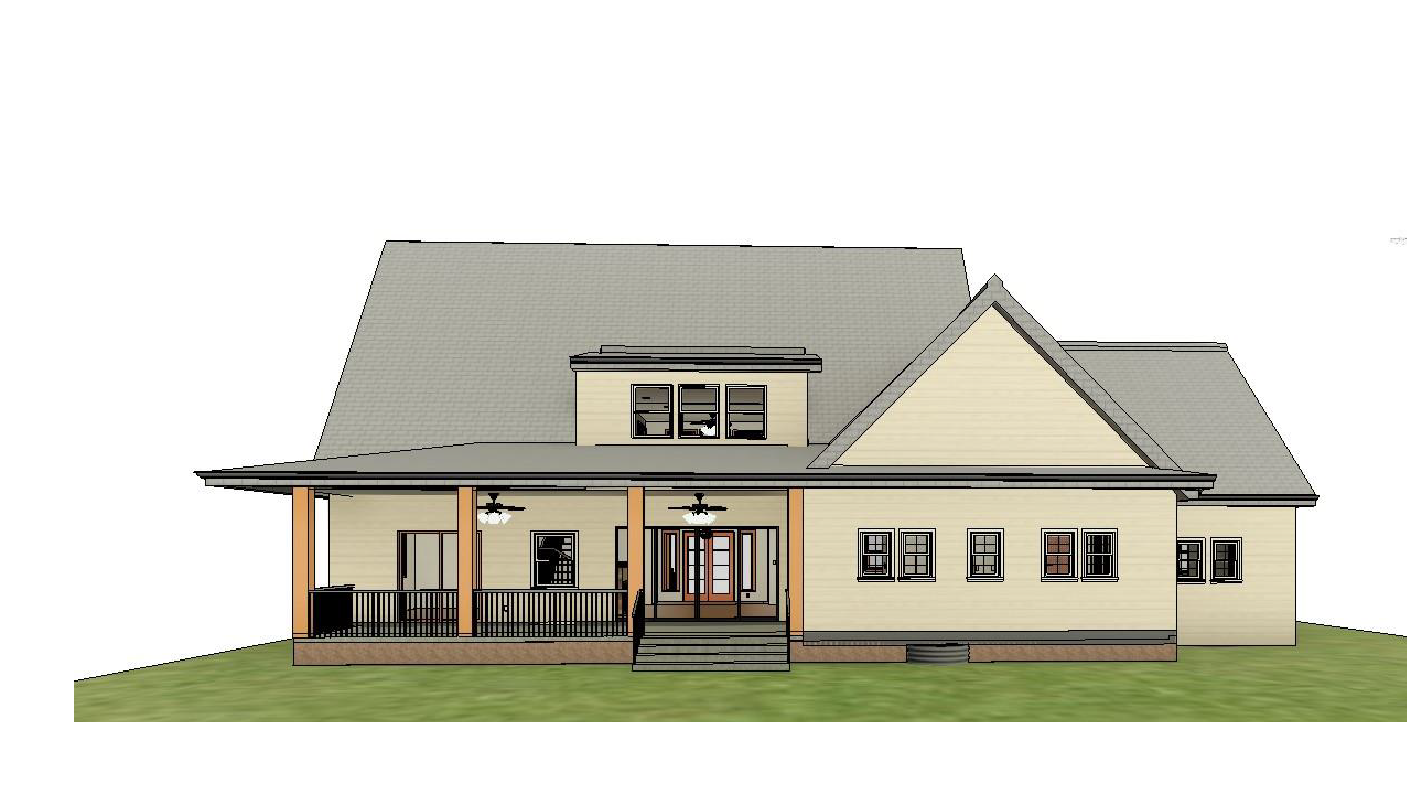 A 3d model of a new house with a porch