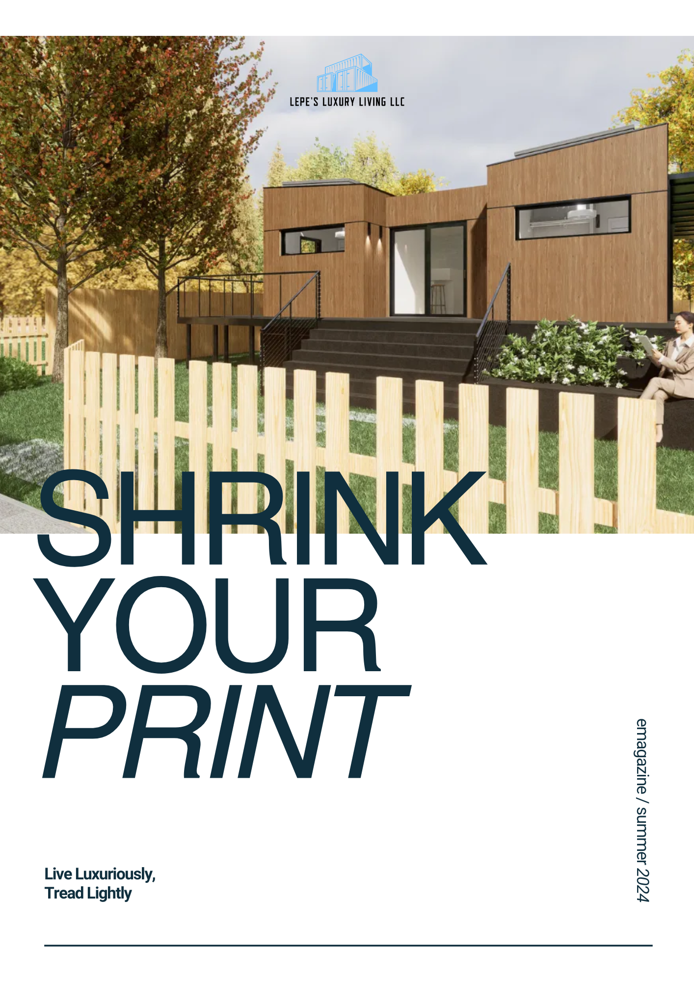 A poster that says `` shrink your print '' with a picture of a house and a fence.