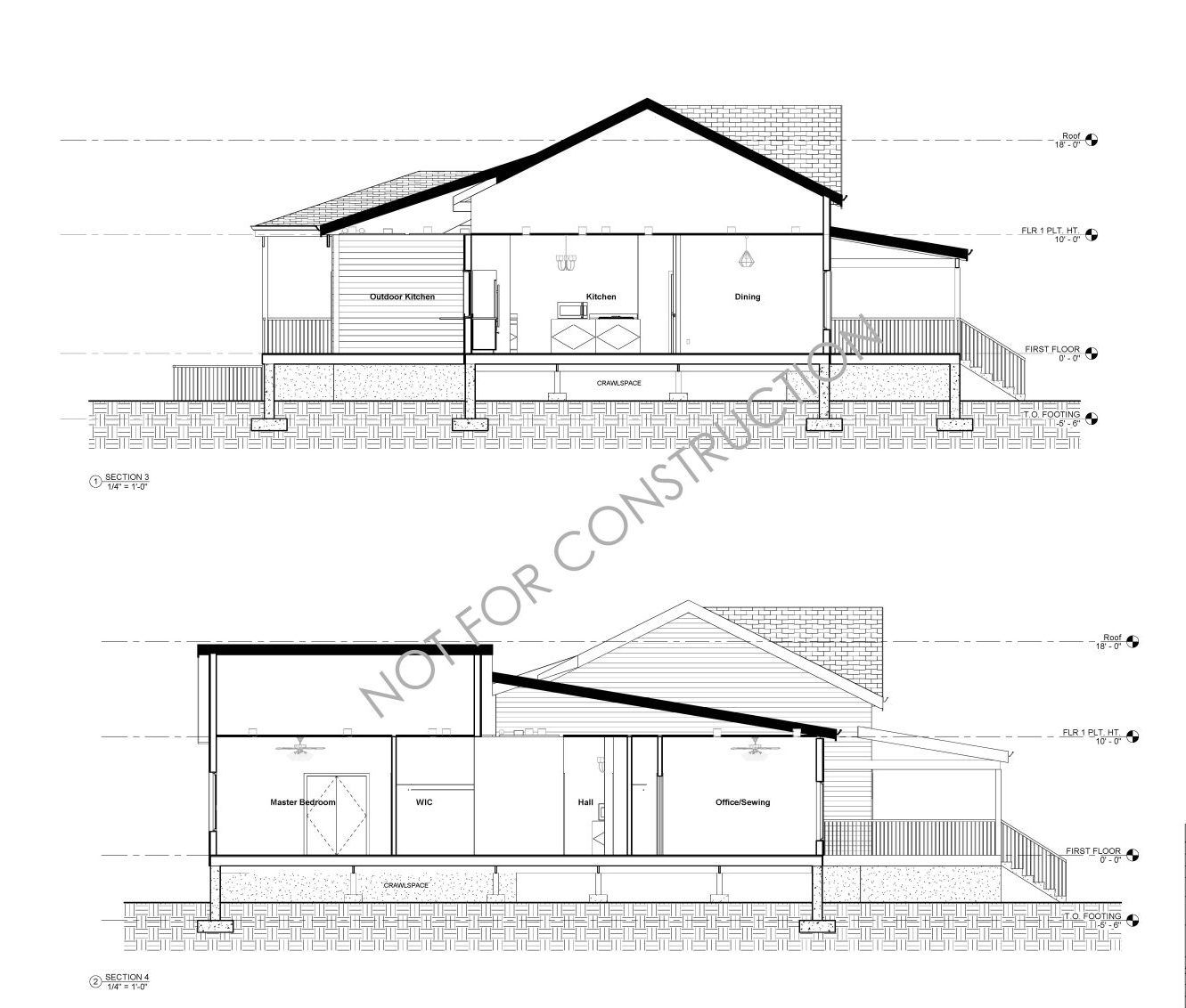 A black and white drawing of a house cut in half.