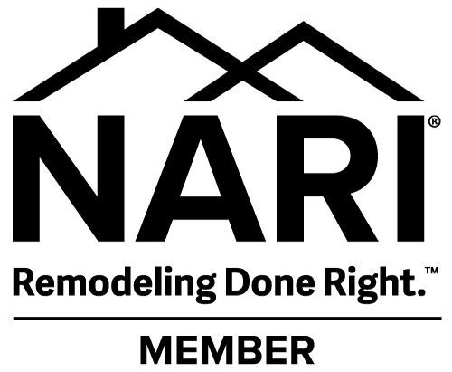 A black and white logo for a NARI remodeling done right member.