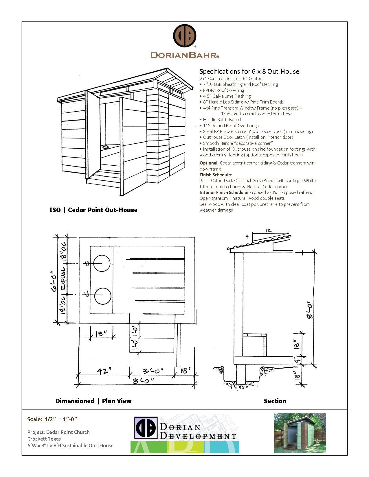 A black and white drawing of a wooden shed with measurements.