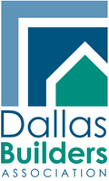 The dallas builders association logo is blue and green with a house on it.