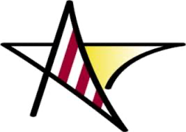 A star with a red , white and yellow triangle in the middle.