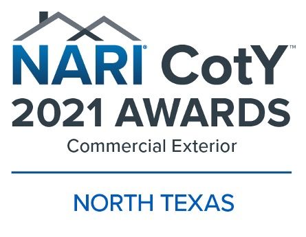 A logo for the nari coty 2021 awards commercial exterior in north texas.