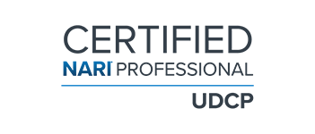 A certified nari professional udcp logo on a white background.