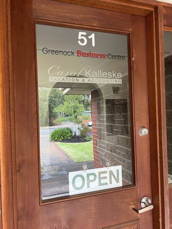 Front Door Sign — Greenock, SA — Carol Kalleske Taxation & Accounting