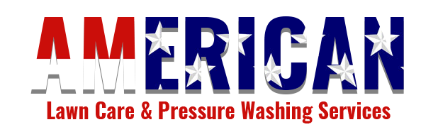 a logo for american lawn care and pressure washing services