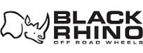 The black rhino off road wheels logo has a rhino on it.