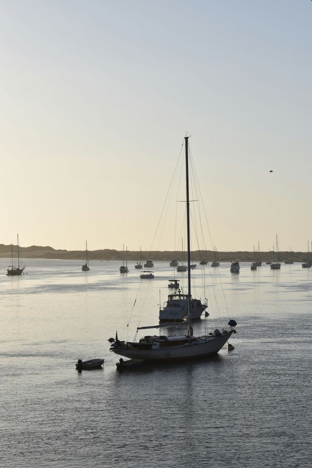 A large body of water with many boats in it