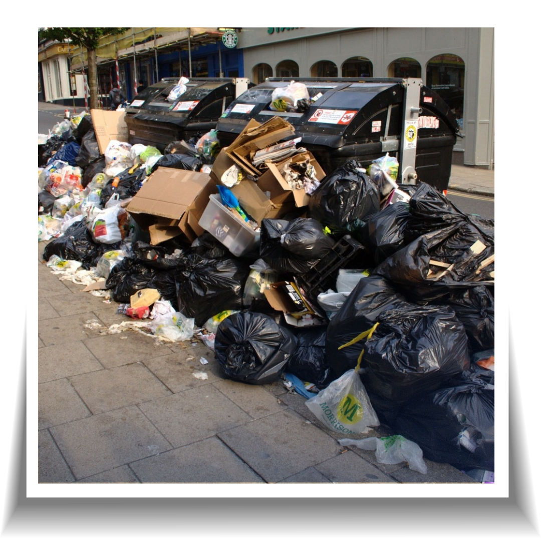 A pile of garbage or junk outside