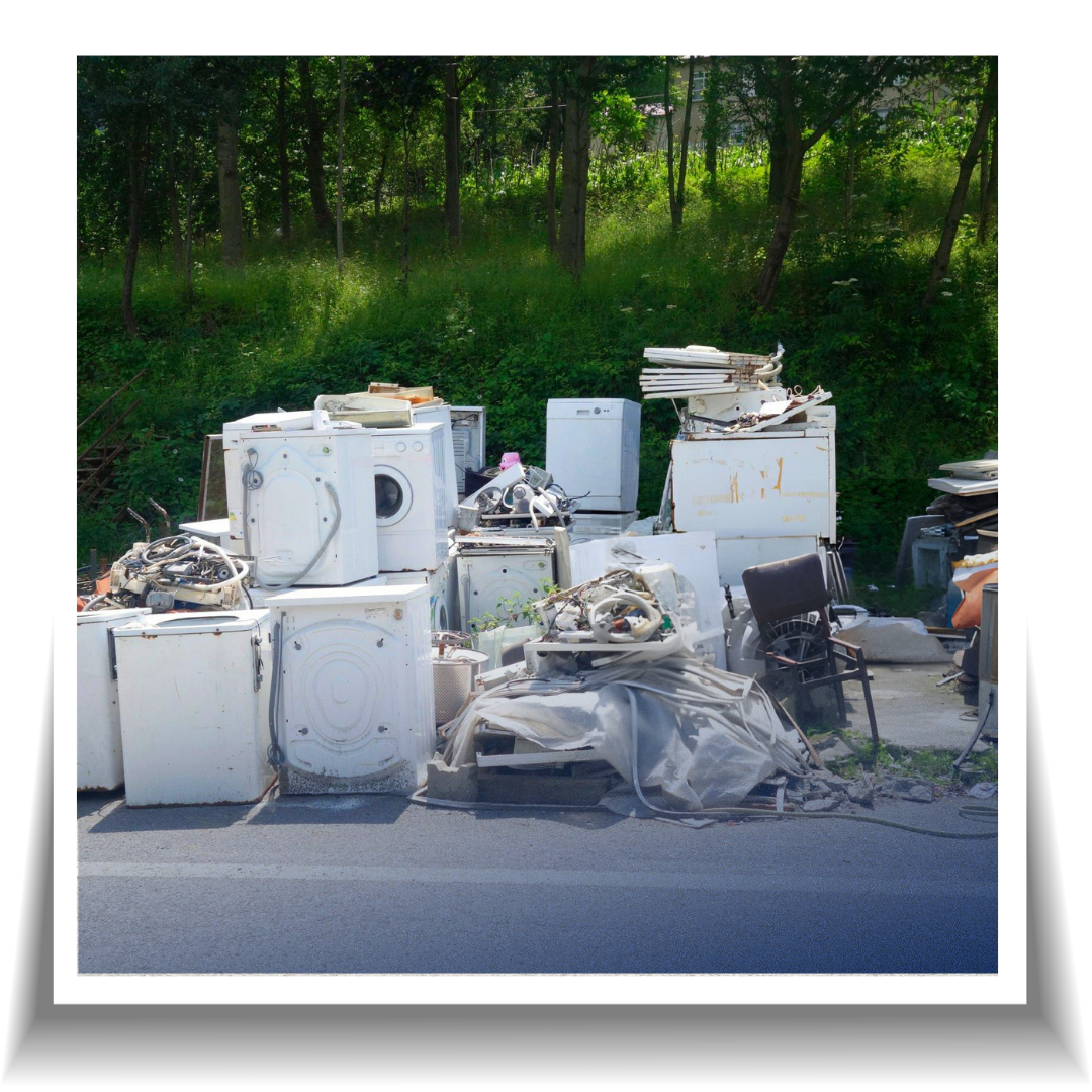 A pile of garbage or junk outside