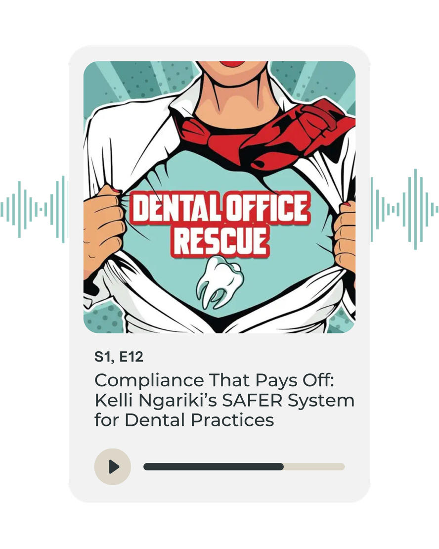 Podcast cover: A woman in a lab coat tears it open, revealing a 
